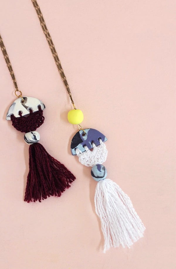 Modern Tassel DIY Necklace #DIY #crafts #jewelry #necklace