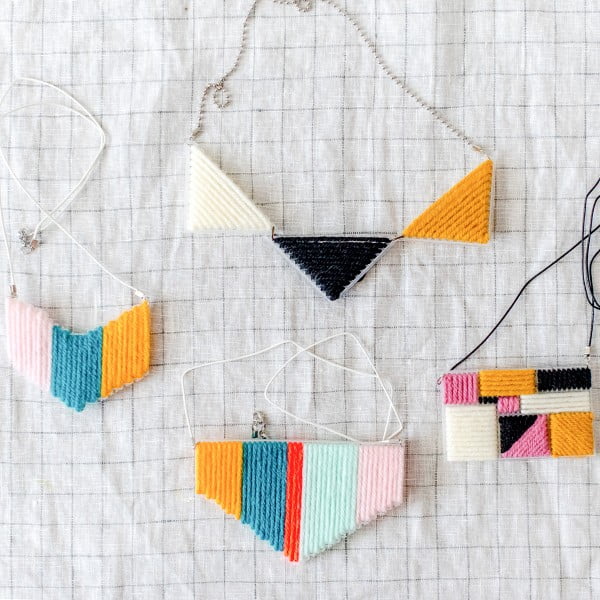 DIY Yarn Statement necklace #DIY #crafts #jewelry #necklace