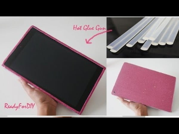 DIY Hot Glue Gun & Clear Plastic Tablet Cover #DIY #crafts