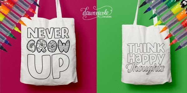 DIY Coloring Tote Bag #DIY #craft #totebag
