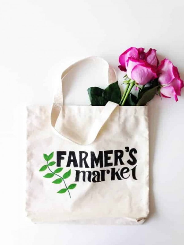 Farmer's Market DIY Tote Bag #DIY #craft #totebag