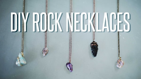 DIY WIRE WRAPPED ROCK NECKLACE #DIY #crafts #jewelry