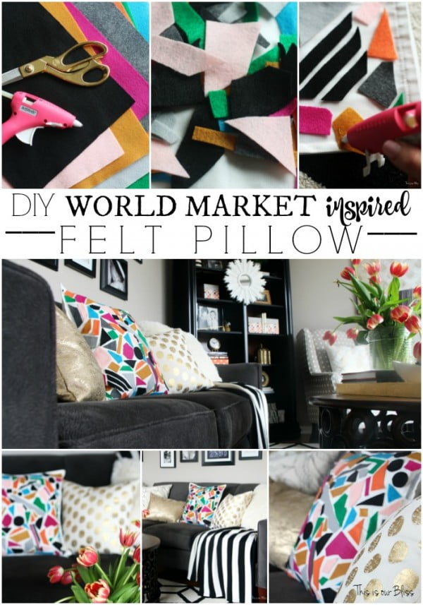 How to DIY No-sew Felt Pillow #nosew #DIY #craft #homemade #pillow