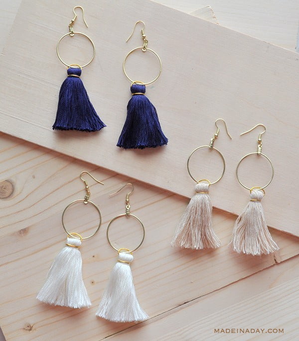 DIY Hoop Tassel Earrings #DIY #jewelry #earrings #crafts
