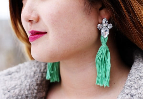 DIY Rhinestone Tassel Earrings #DIY #jewelry #earrings #crafts