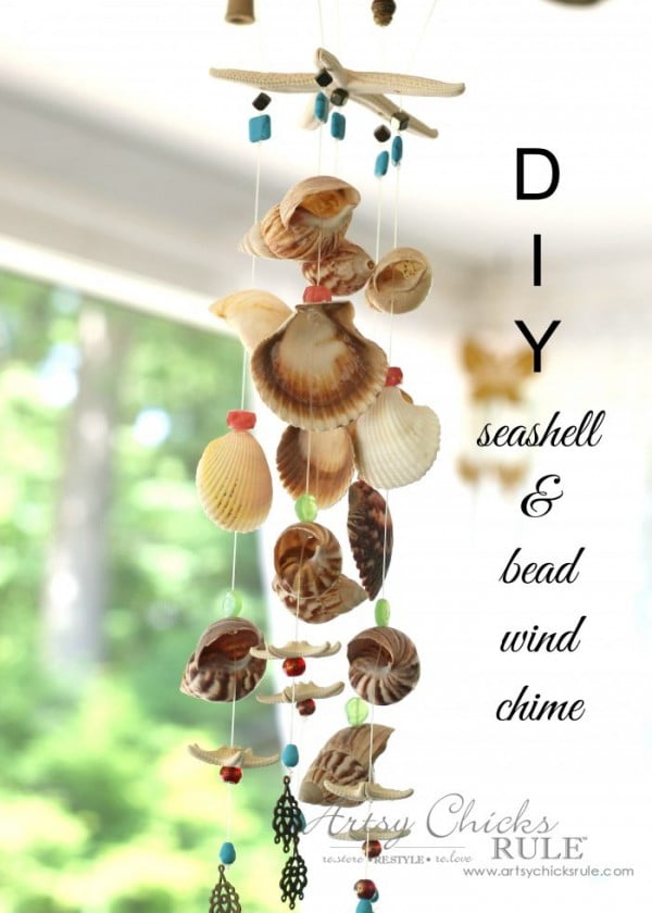 DIY Seashell & Bead Wind Chime #DIY #crafts #windchimes