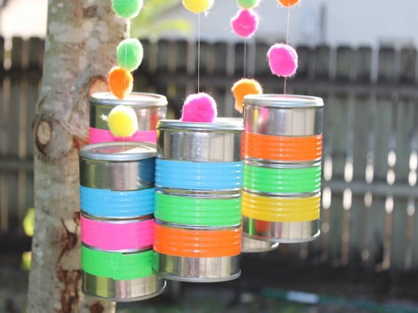 DIY Wind Chimes Made From Recycled Tin Cans #DIY #crafts #windchimes