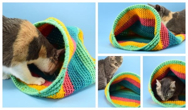 Crochet Cat Sack Hideaway Free Crochet Pattern #crochet #crochetpattern #DIY #craft