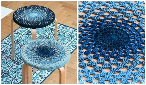 Granny Stitch Mandala Stool Cover Free Crochet Pattern #crochet #crochetpattern #DIY #craft