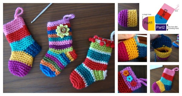DIY Crochet Christmas Socks with Free Pattern #crochet #crochetpattern #DIY #craft