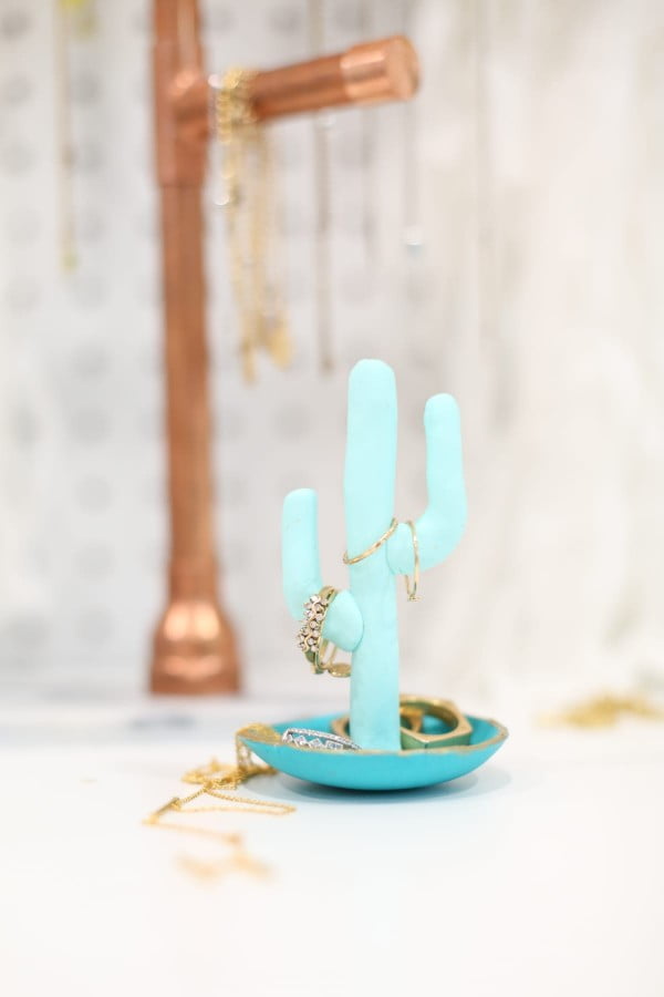 DIY Clay Cactus Ring Dish #DIY #clay #dish #trinket