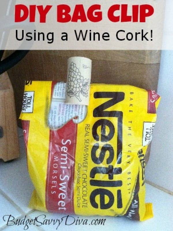 How to Reuse Wine Corks as Bag Clips #DIY #craft #winecork