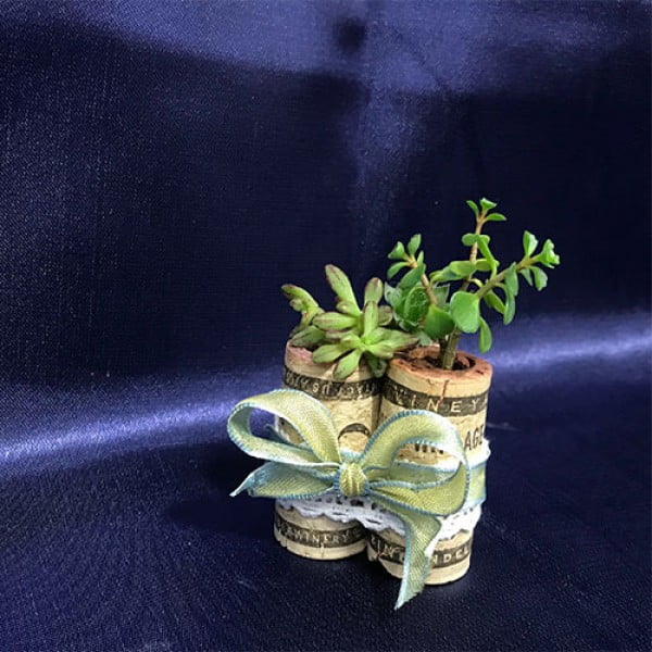 DIY Wine Cork Succulent Planters #DIY #craft #winecork