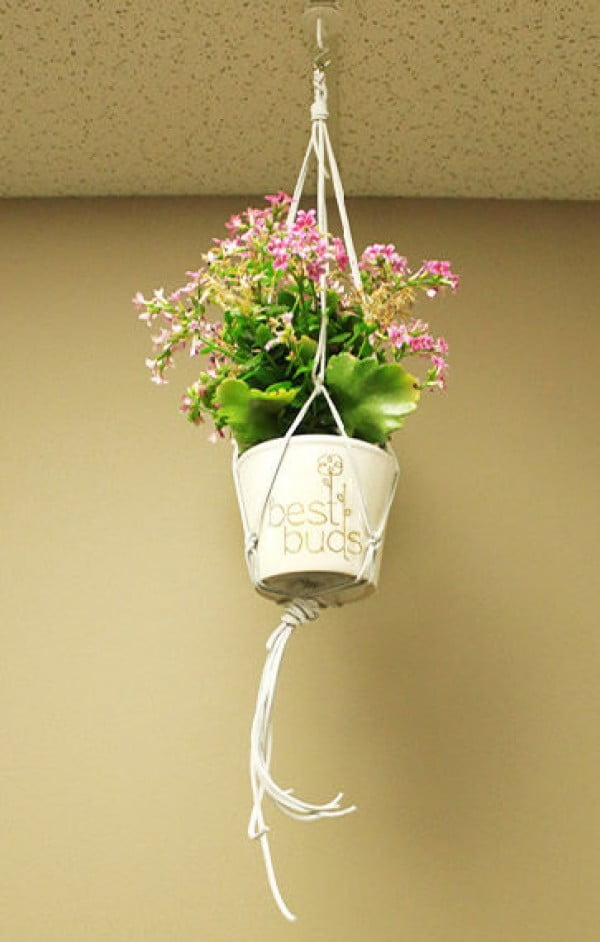 DIY Suede Macrame Plant Holder